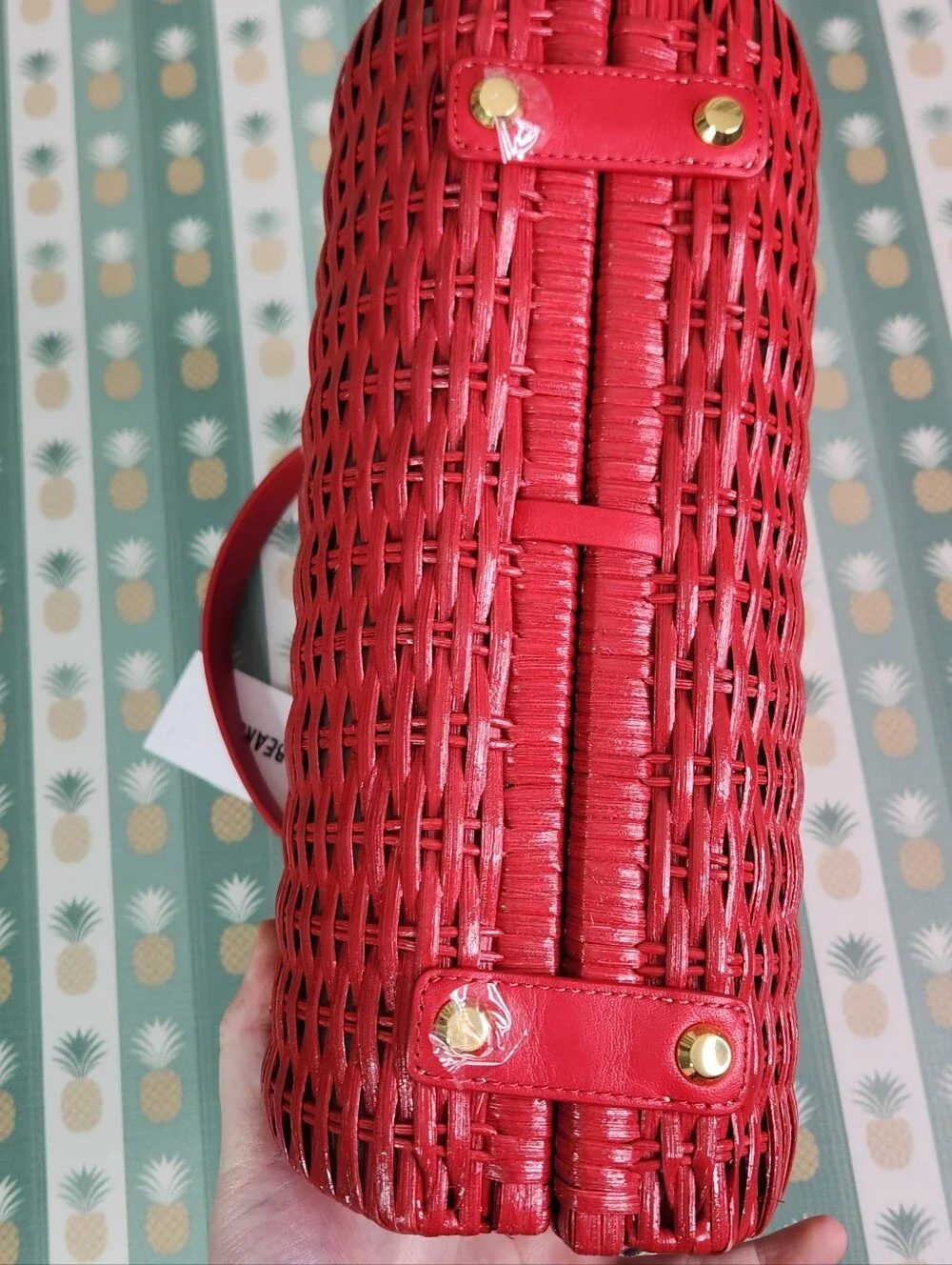 Veronica Beard Crest Lock Basket Top-Handle Bag